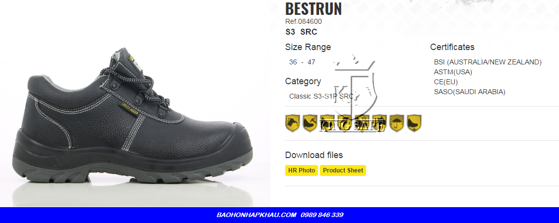 giày bảo hộ jogger bestrun s3 chất lượng cao